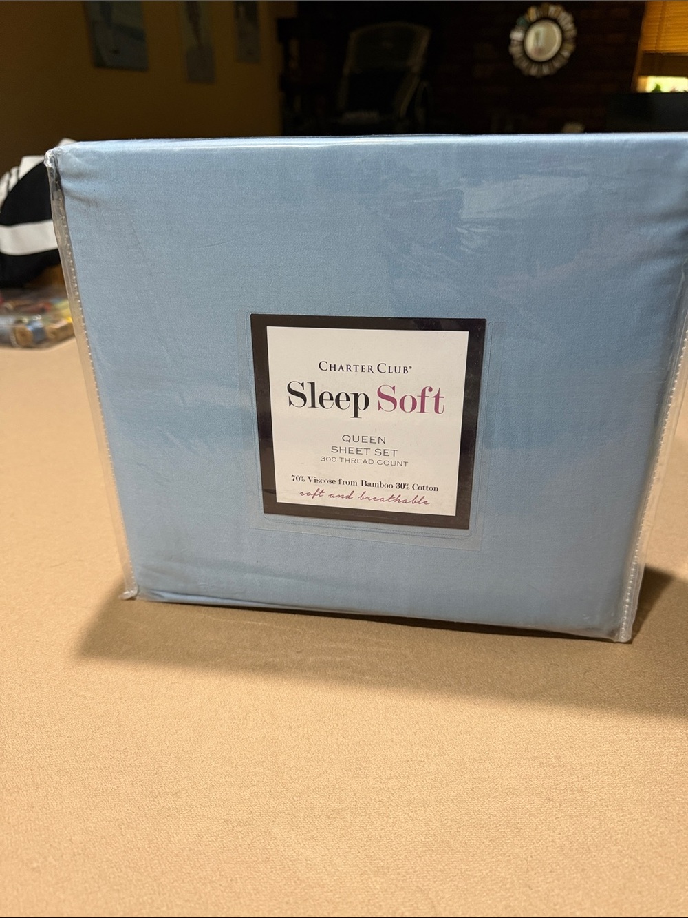 NWT Charter Club SleepSoft Queen 4 piece Sheet Set - Sky Blue 300 thread count